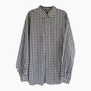 JOS. A. Bank Blue Tan Plaid Tailored Shirt Cotton Preppy Office Classic Sz XXL